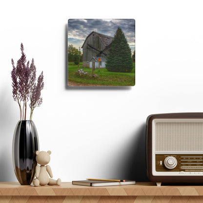 U R There Photography Rich Road Falling Grey II Rustic Farmhouse Acrylic Analog Wall Clock