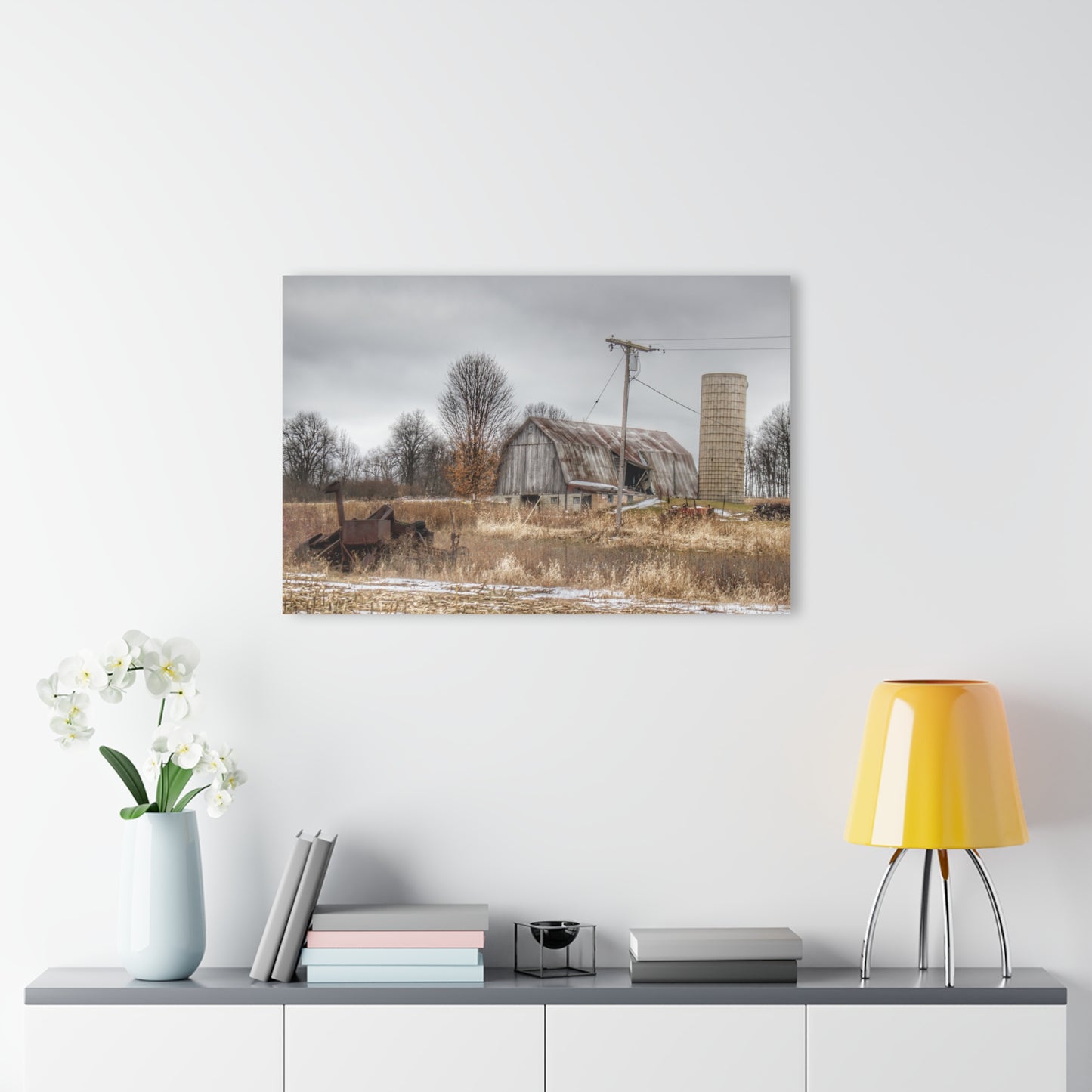 U R There Photography Norway Lake Road Grey Rustic Farmhouse Acrylic Wall Print
