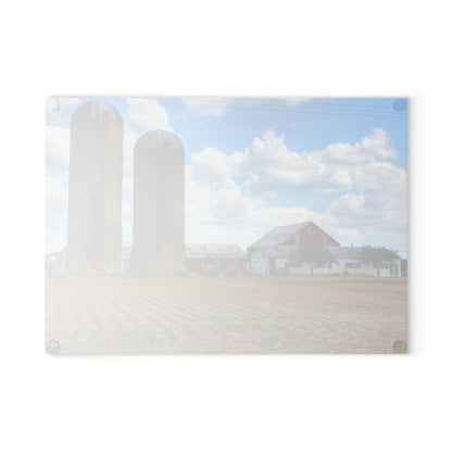 U R There Photography Marlette Road Farm III Rustic Farmhouse Tempered-Glass Cutting Board