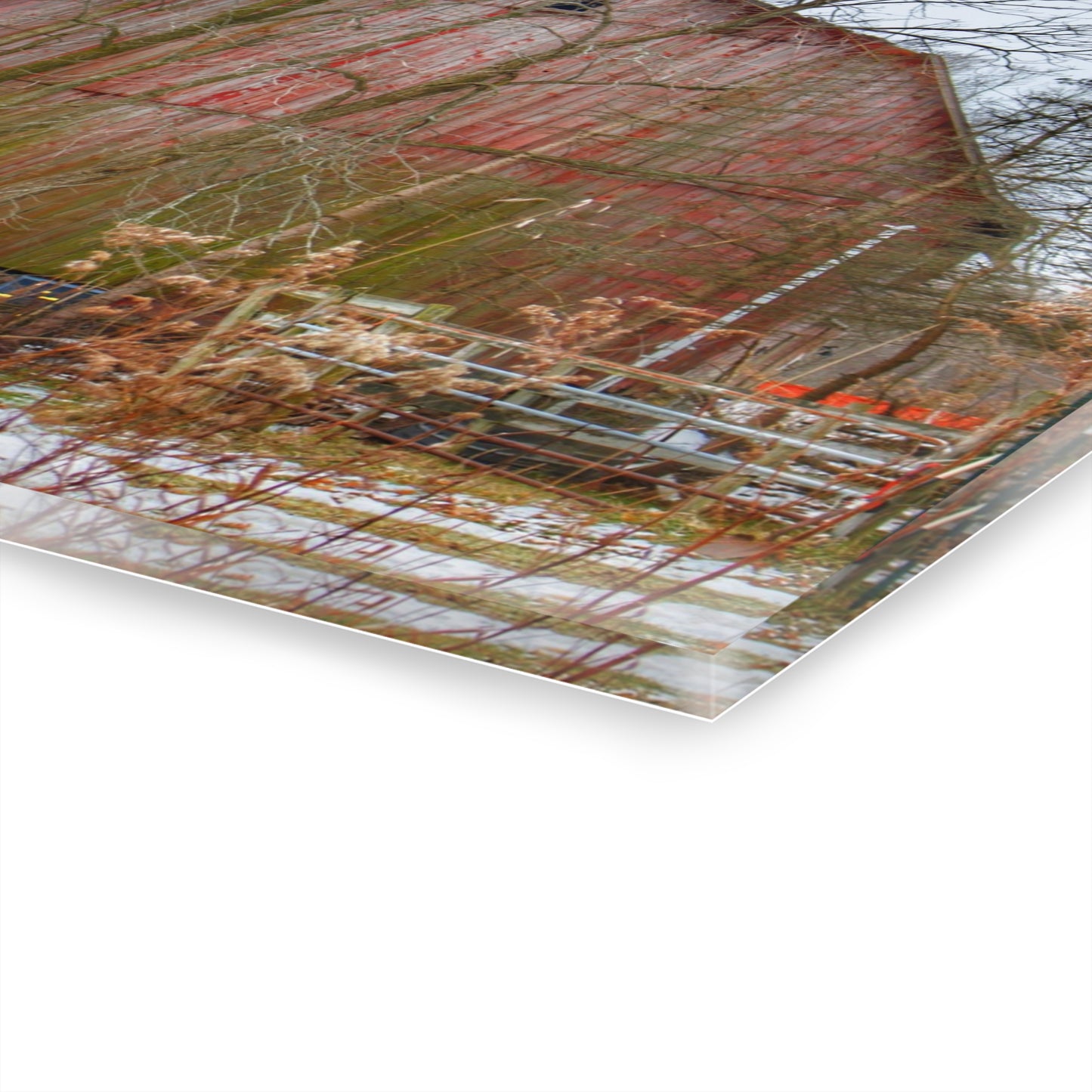 U R There Photography LeValley Road Red Rustic Farmhouse Acrylic Wall Print