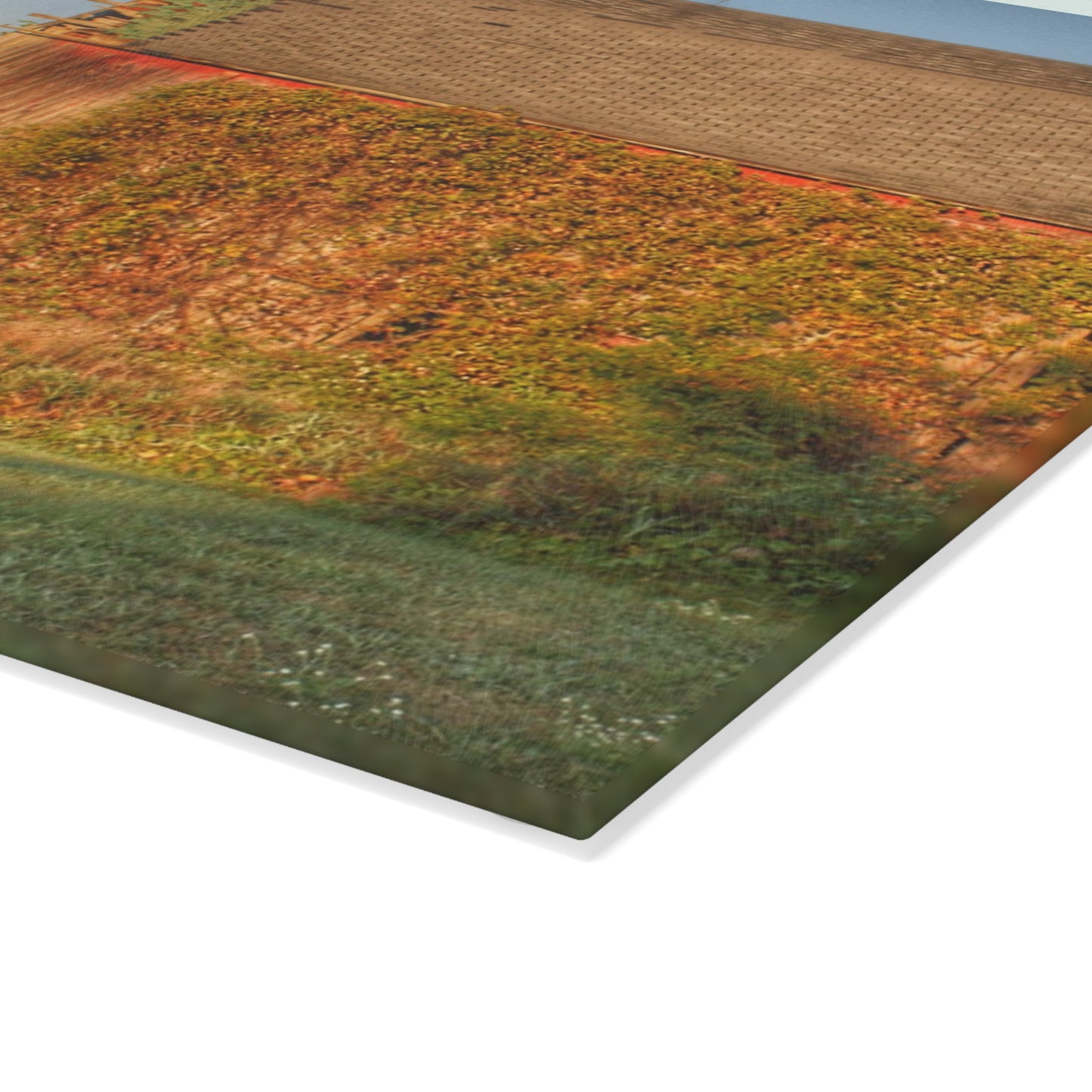 U R There Photography Bearanger Road Red Rustic Farmhouse Tempered-Glass Cutting Board