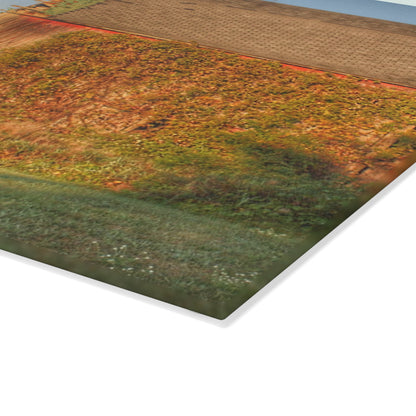 U R There Photography Bearanger Road Red Rustic Farmhouse Tempered-Glass Cutting Board