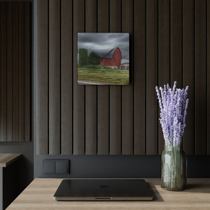 U R There Photography M-24 Country Bench Barn Rustic Farmhouse Acrylic Analog Wall Clock