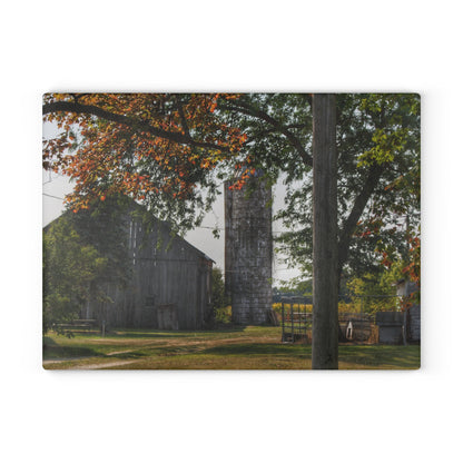 U R There Photography Hidden Grey of Tuscola Rustic Farmhouse Tempered-Glass Cutting Board