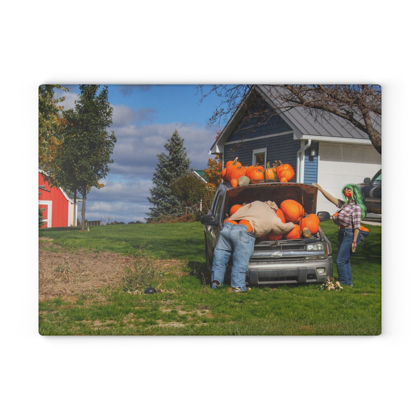 U R There Photography Lippincott Pumpkins Rustic Farmhouse Tempered-Glass Cutting Board