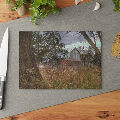 U R There Photography Booth Road Hidden Greys Rustic Farmhouse Tempered-Glass Cutting Board