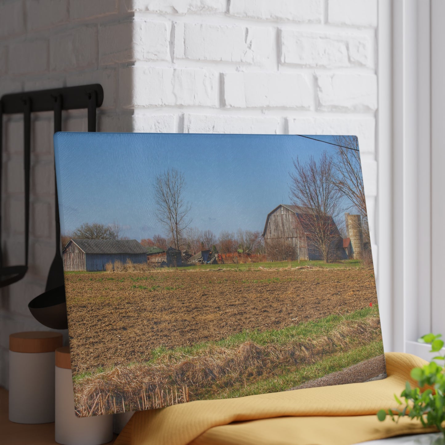 U R There Photography Stanley Road Greys Rustic Farmhouse Tempered-Glass Cutting Board
