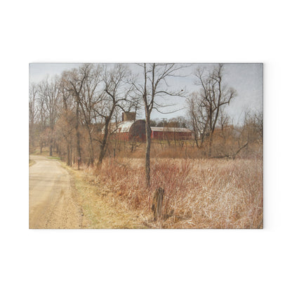 U R There Photography Hough Road Hidden Reds Rustic Farmhouse Tempered-Glass Cutting Board