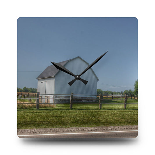 M-90 White and Windmill II Rustic Farmhouse Acrylic Analog Wall Clock 10.75'' × 10.75'' (Square)