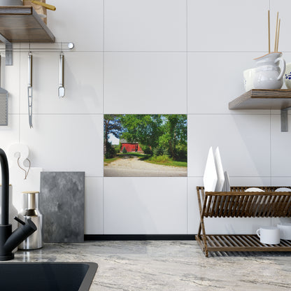 U R There Photography Caro Hidden Red Rustic Farmhouse Decorative Ceramic Tile