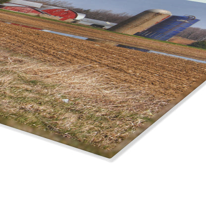 U R There Photography M-24 Northern Reds Farm Rustic Farmhouse Tempered-Glass Cutting Board
