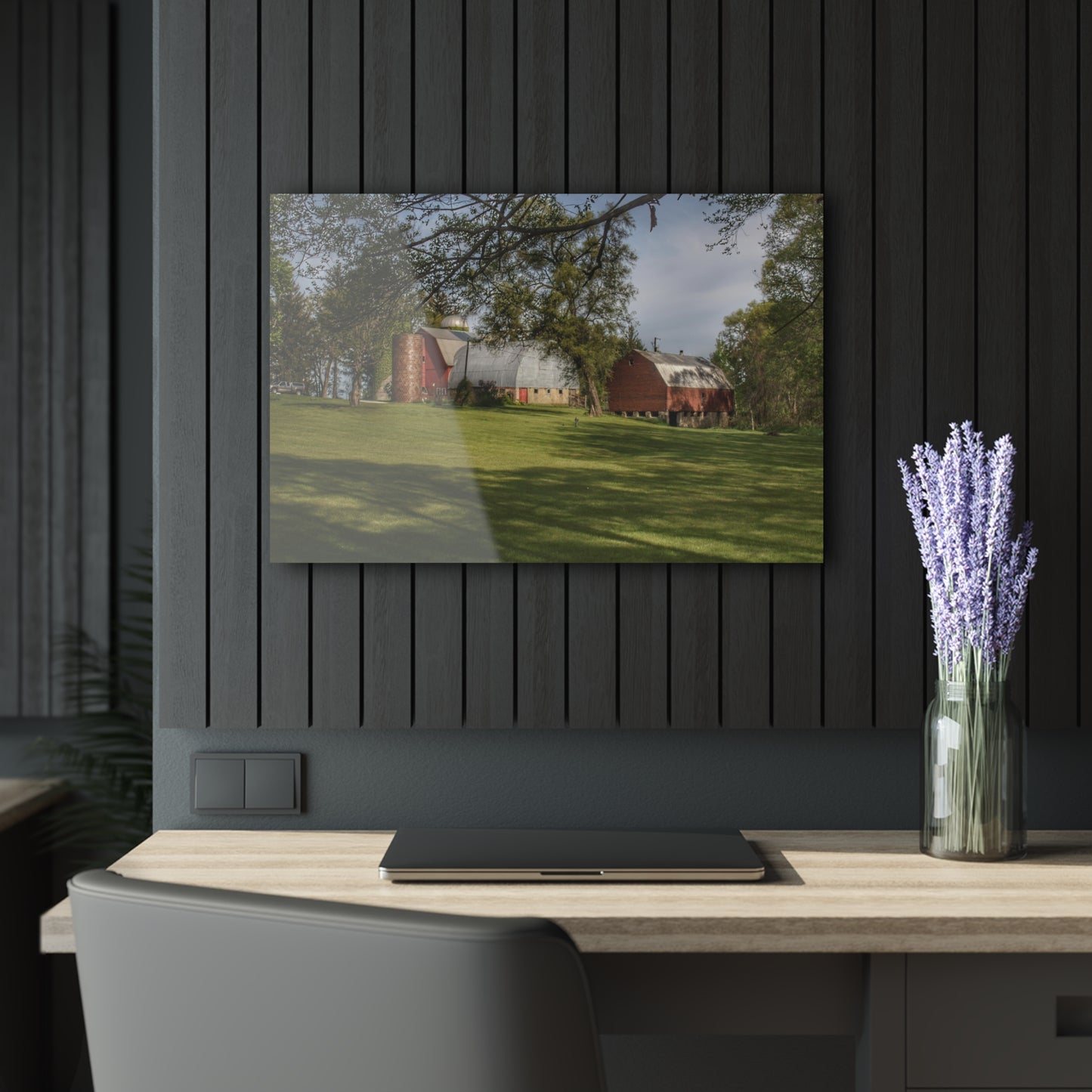 U R There Photography Clark Park Road Reds Rustic Farmhouse Acrylic Wall Print