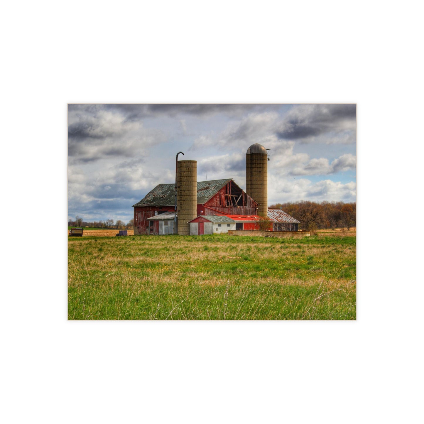 U R There Photography Centerline Road Red Rustic Farmhouse Decorative Ceramic Tile
