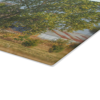 U R There Photography Barnes Road Old Grey I Rustic Farmhouse Tempered-Glass Cutting Board