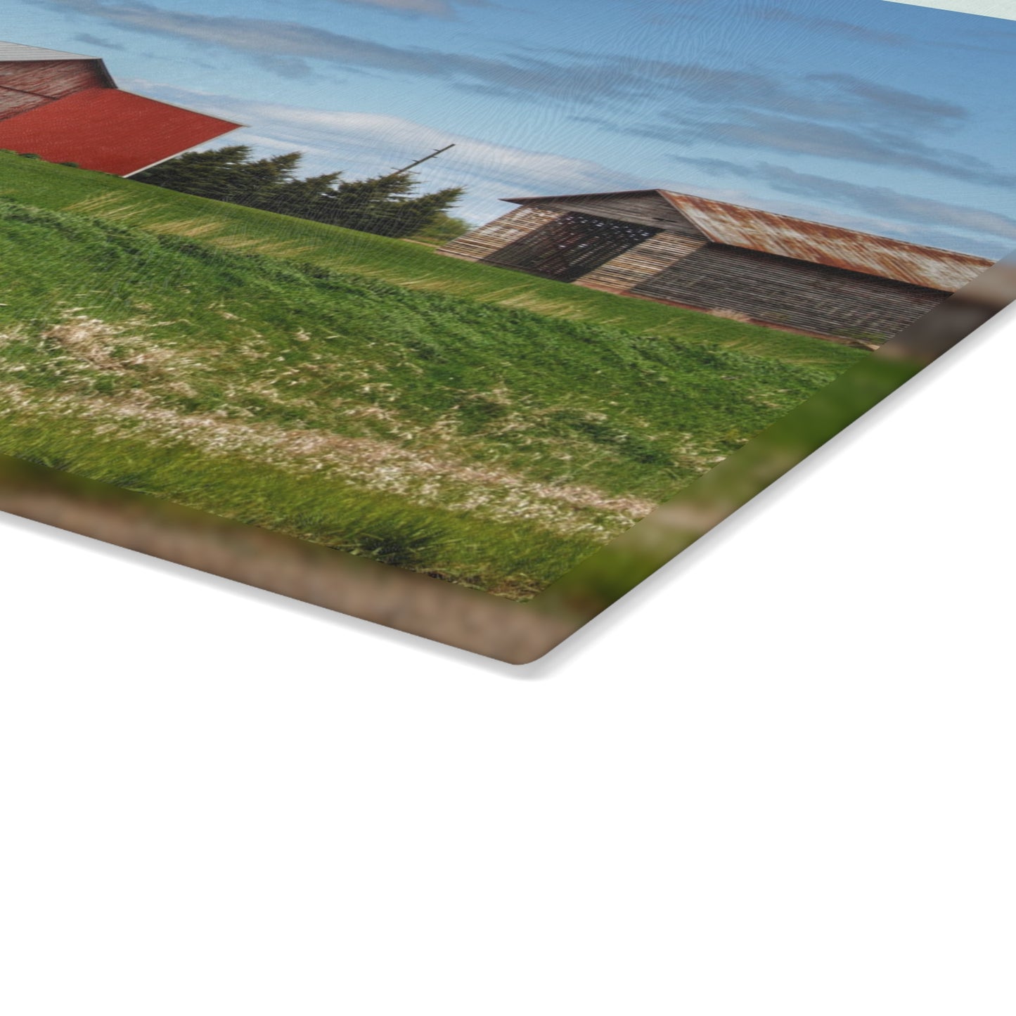 U R There Photography Unionville Reds Rustic Farmhouse Tempered-Glass Cutting Board