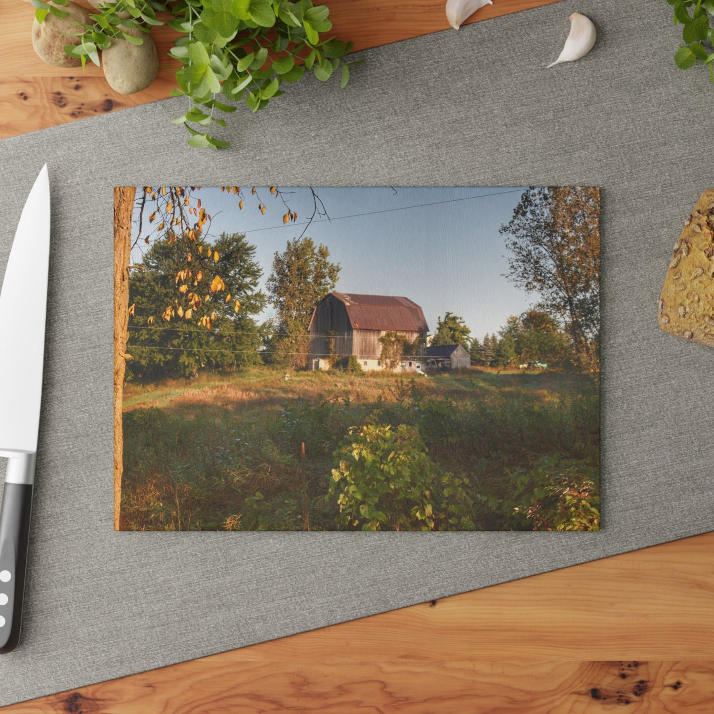 U R There Photography Swaffer Road Little Grey Rustic Farmhouse Tempered-Glass Cutting Board