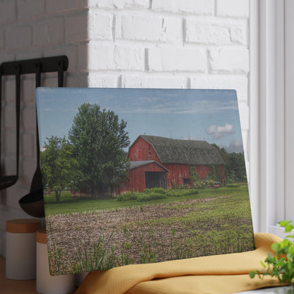 U R There Photography Murphy Lake Road Reds Rustic Farmhouse Tempered-Glass Cutting Board