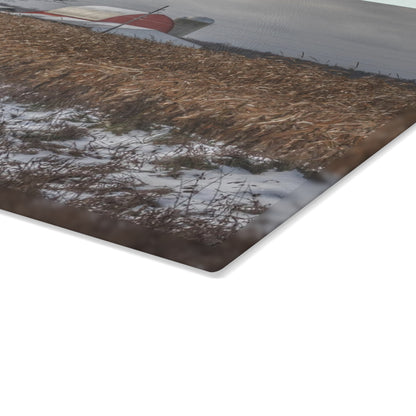 U R There Photography Edward Road Red Rustic Farmhouse Tempered-Glass Cutting Board