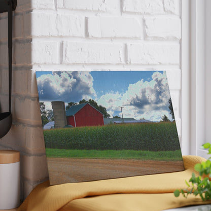 U R There Photography East Brown Road Red Rustic Farmhouse Tempered-Glass Cutting Board