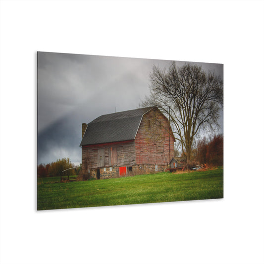 U R There Photography Ashley Drive Fieldstone Red Rustic Farmhouse Acrylic Wall Print