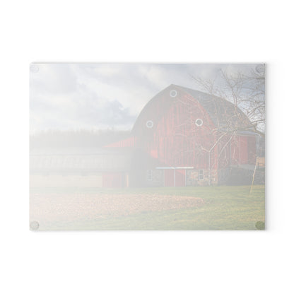 U R There Photography Clear Lake Road Fieldstone Red Rustic Farmhouse Tempered-Glass Cutting Board