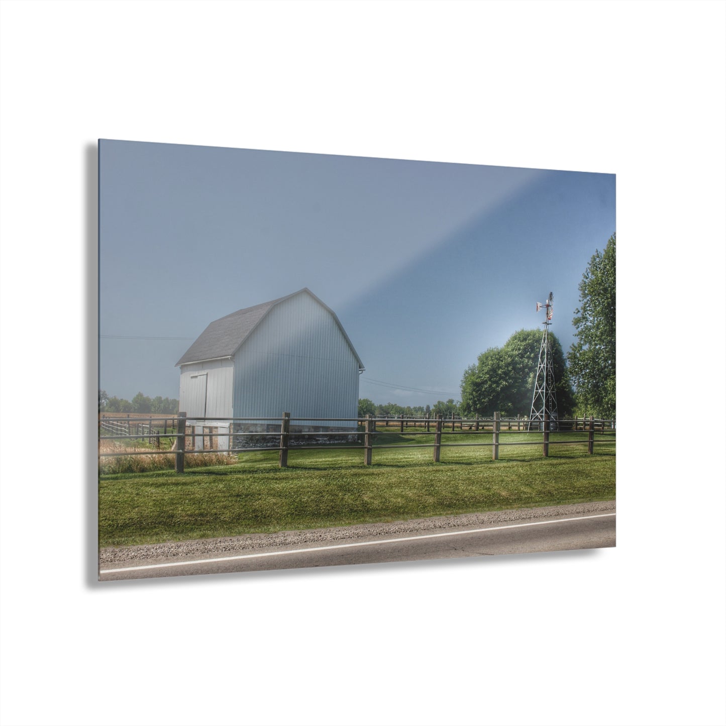 U R There Photography M-90 White and Windmill I Rustic Farmhouse Acrylic Wall Print