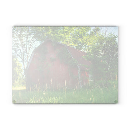 U R There Photography Murphy Lake Road Old Red Rustic Farmhouse Tempered-Glass Cutting Board