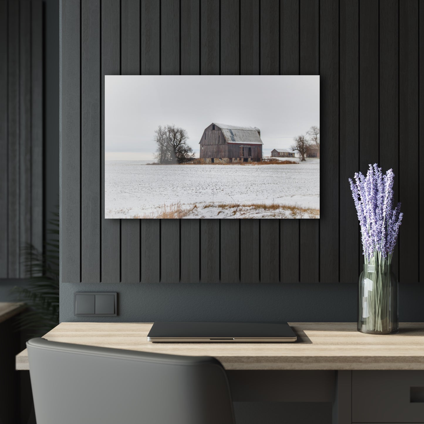U R There Photography Frenchline Road Grey in Winter Rustic Farmhouse Acrylic Wall Print