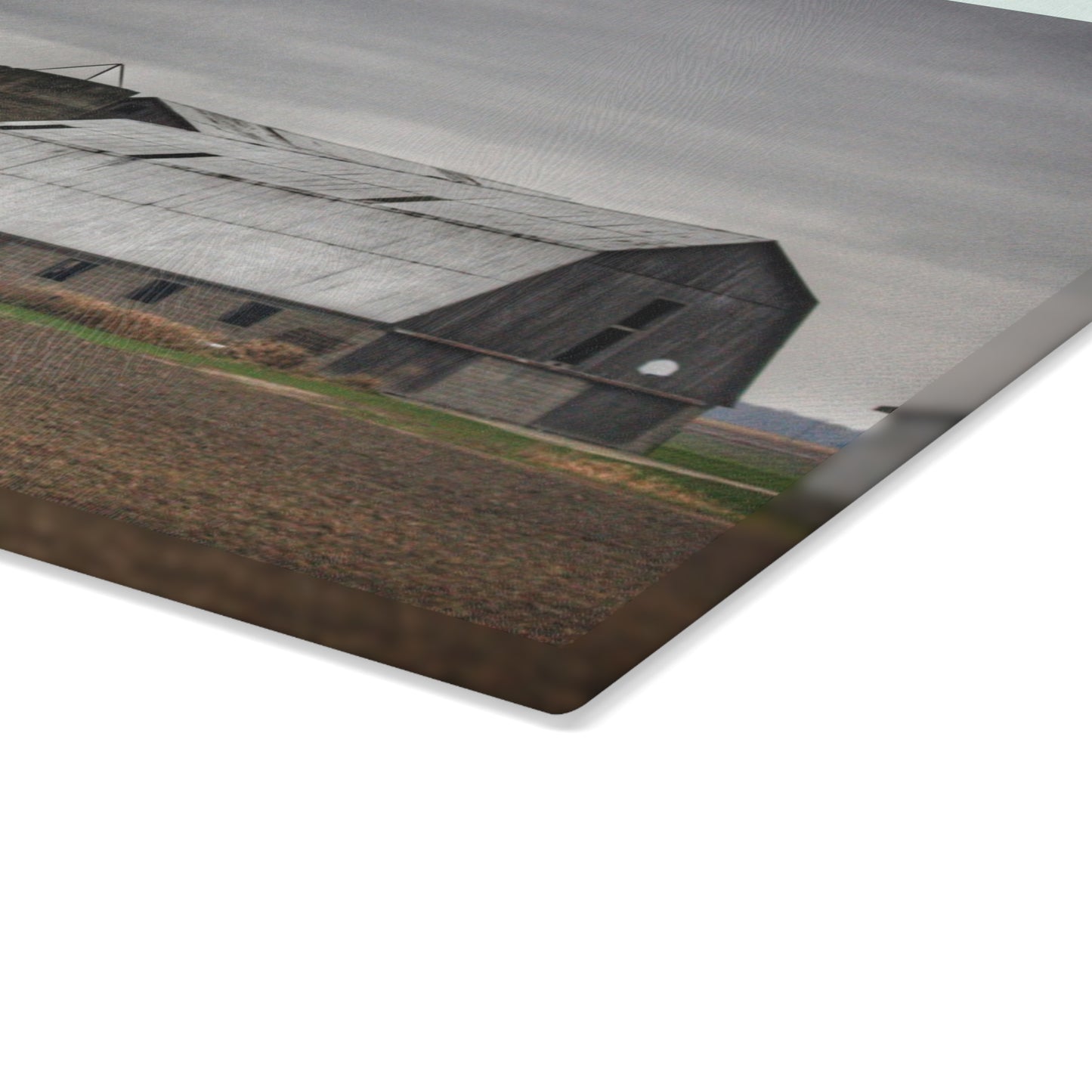 U R There Photography North Gates Road Old Grey II Rustic Farmhouse Tempered-Glass Cutting Board