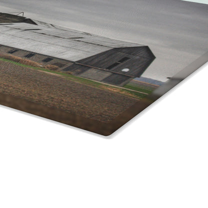 U R There Photography North Gates Road Old Grey II Rustic Farmhouse Tempered-Glass Cutting Board