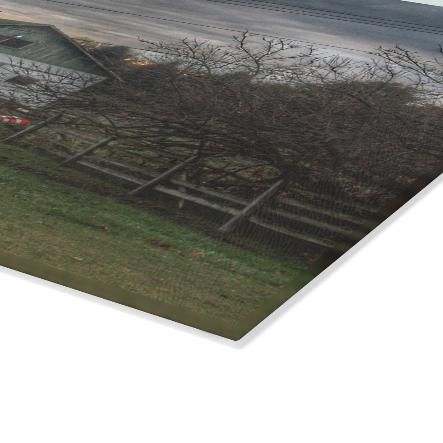 U R There Photography Myers Road Hidden White Rustic Farmhouse Tempered-Glass Cutting Board