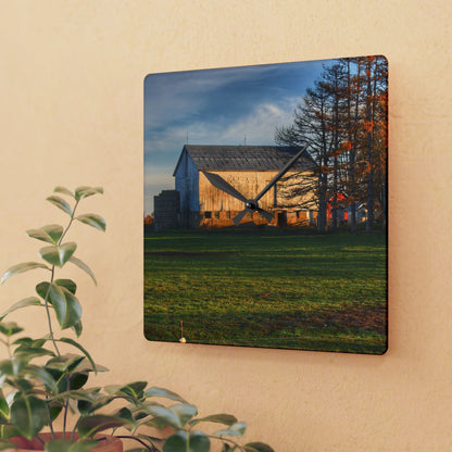 U R There Photography Peck Road White Rustic Farmhouse Acrylic Analog Wall Clock
