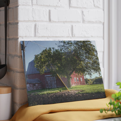 U R There Photography Rochester Road Hidden Red Rustic Farmhouse Tempered-Glass Cutting Board 8"x 11"