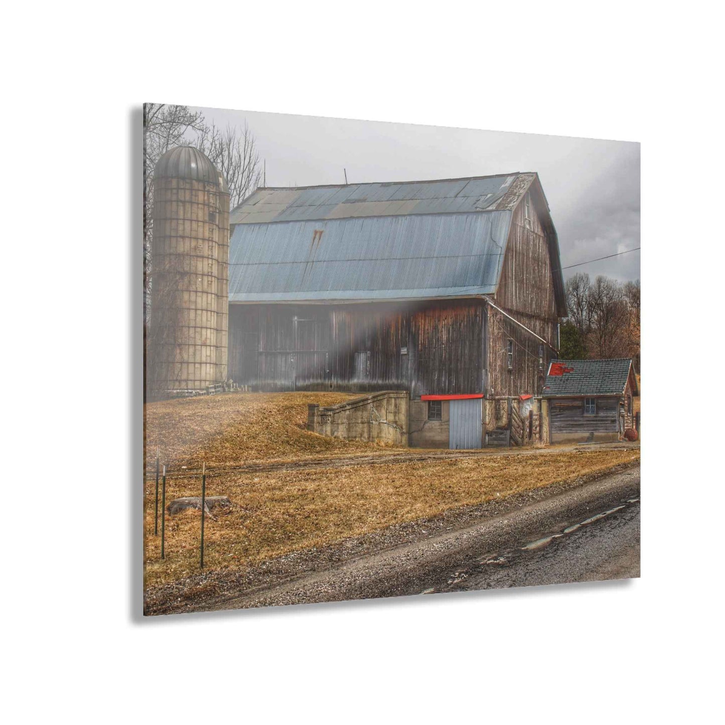 U R There Photography Seymour Lakes Roadside Grey Rustic Farmhouse Acrylic Wall Print