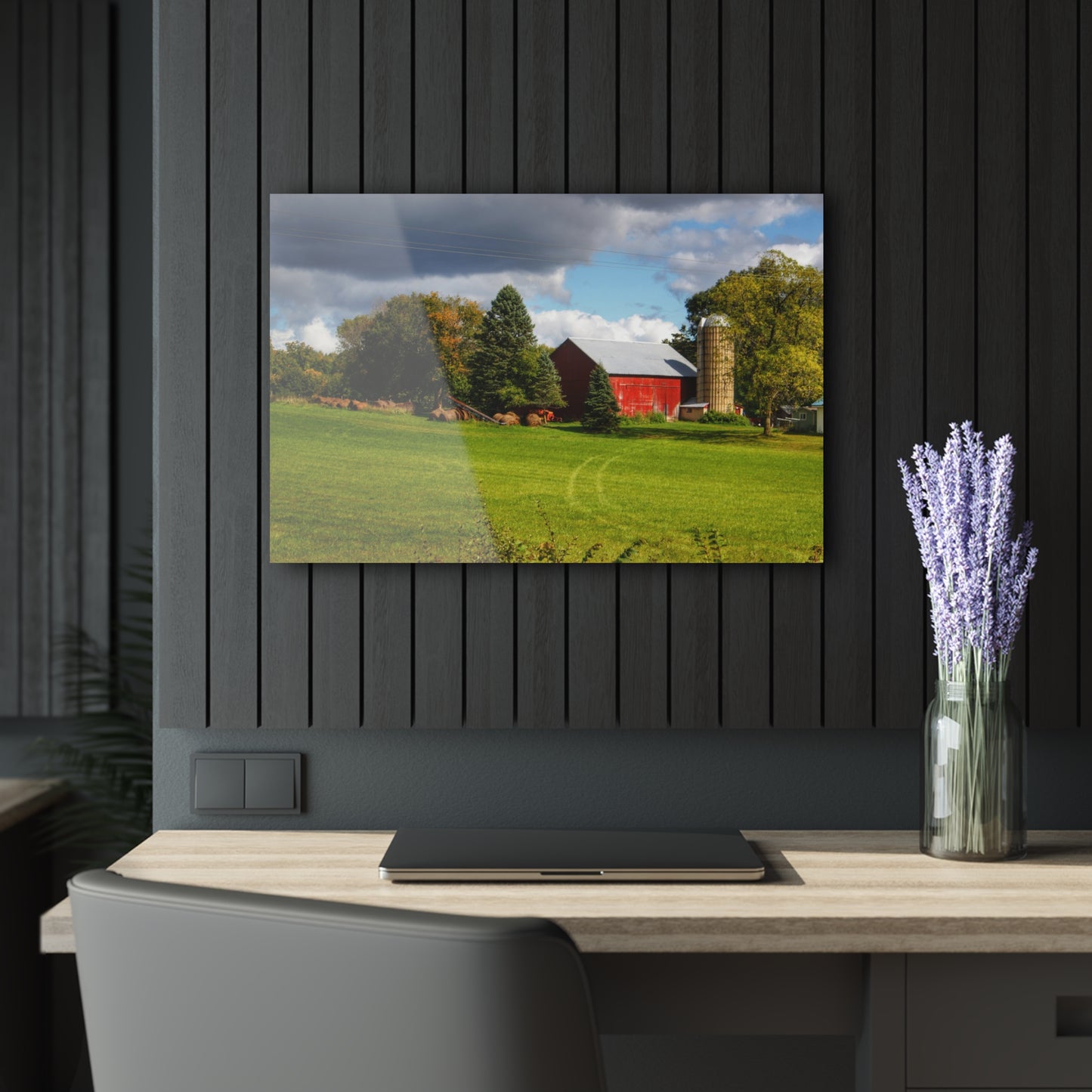 U R There Photography Columbiaville Road Red II Rustic Farmhouse Acrylic Wall Print