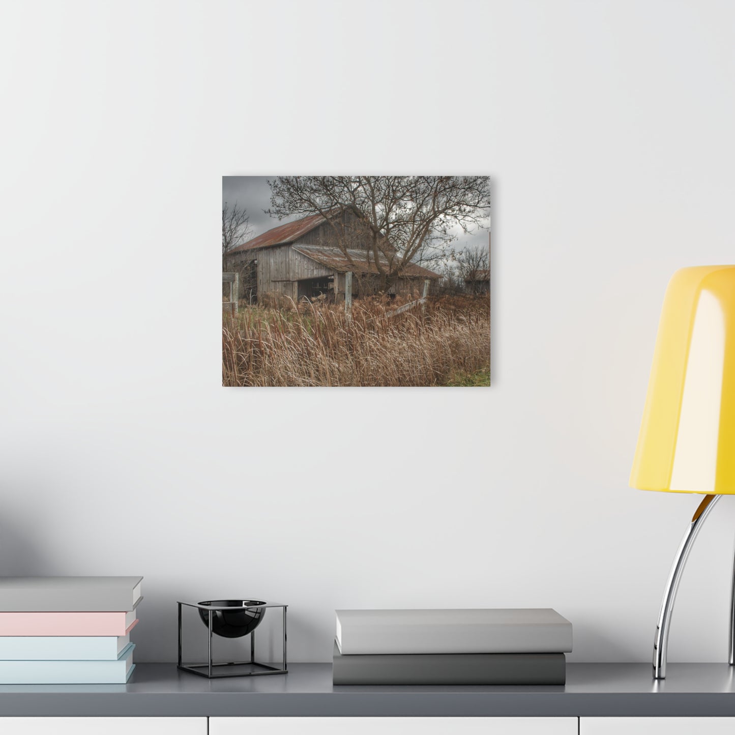 U R There Photography Grey Saltbox Rustic Farmhouse Acrylic Wall Print
