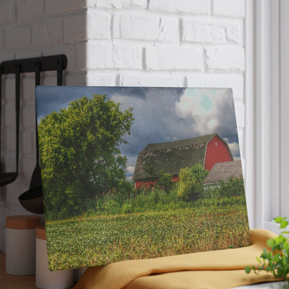 U R There Photography Shelby Red IV Rustic Farmhouse Tempered-Glass Cutting Board
