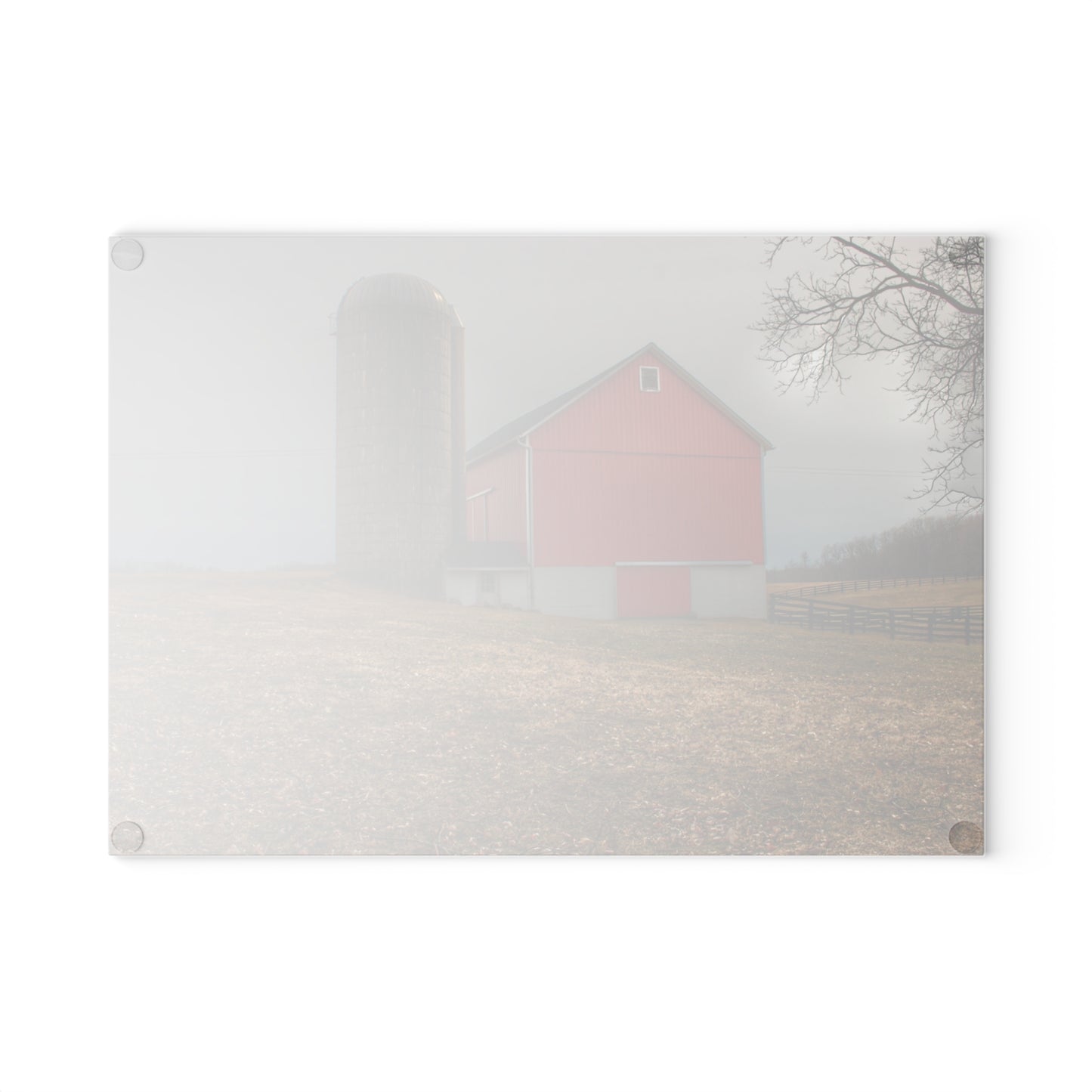 U R There Photography Brocker Road Red II Rustic Farmhouse Tempered-Glass Cutting Board