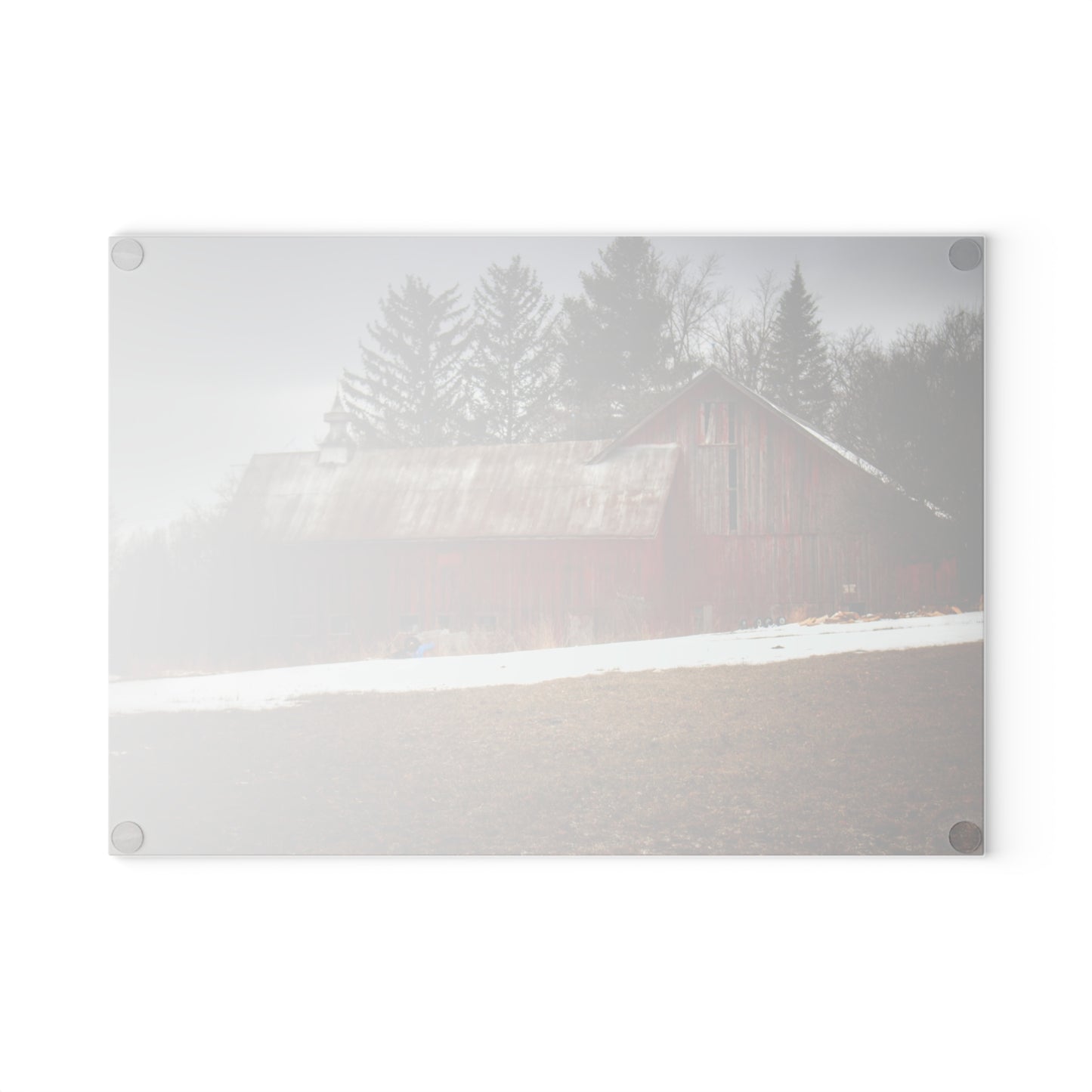 U R There Photography Blacks Corners Road Red Rustic Farmhouse Tempered-Glass Cutting Board