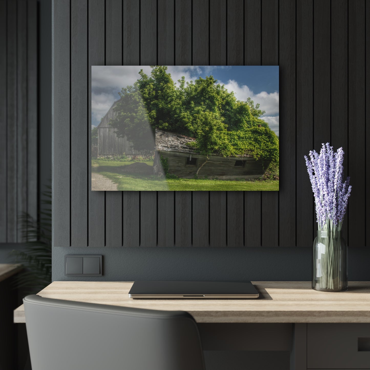 U R There Photography Brown City Road Barn and Buddy I Rustic Farmhouse Acrylic Wall Print