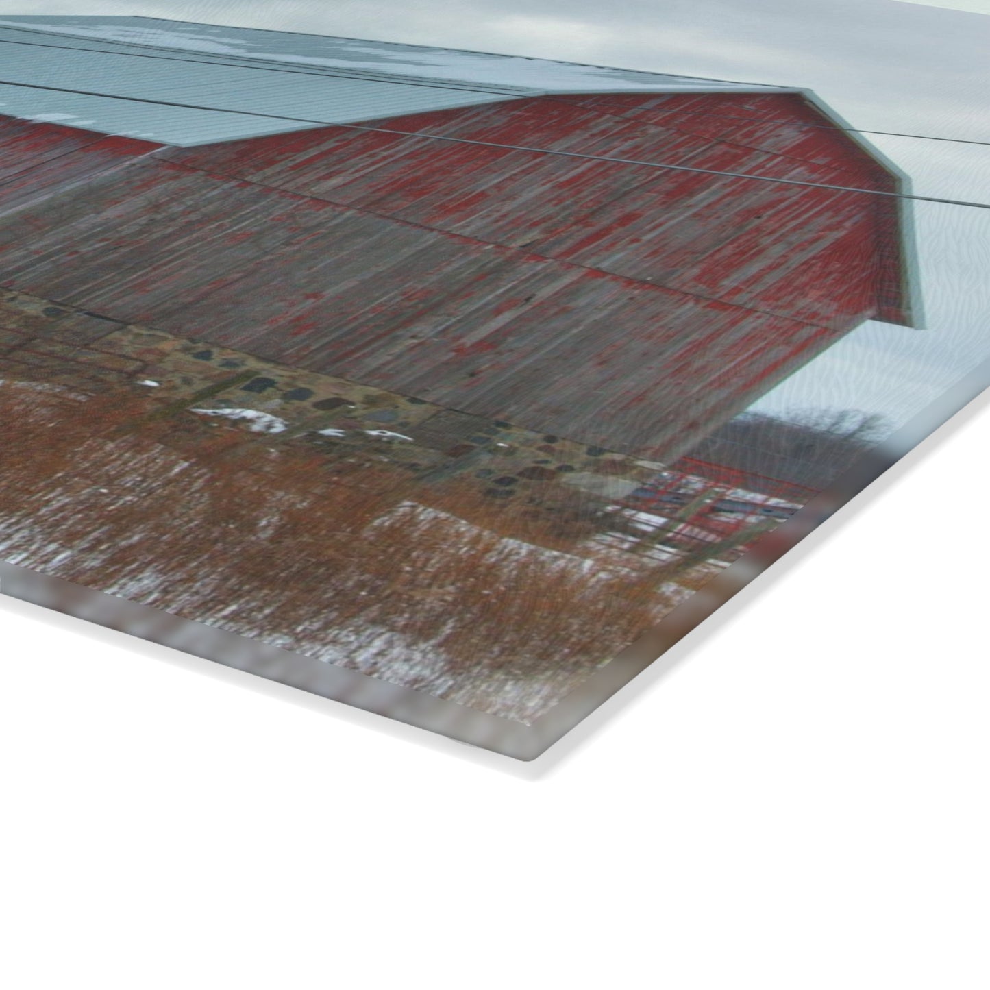 Barn Boutique Rustic Tempered-Glass Cutting Board| Lake Pleasant Stone Red and Little Grey