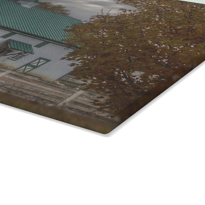 U R There Photography Millville White Rustic Farmhouse Tempered-Glass Cutting Board