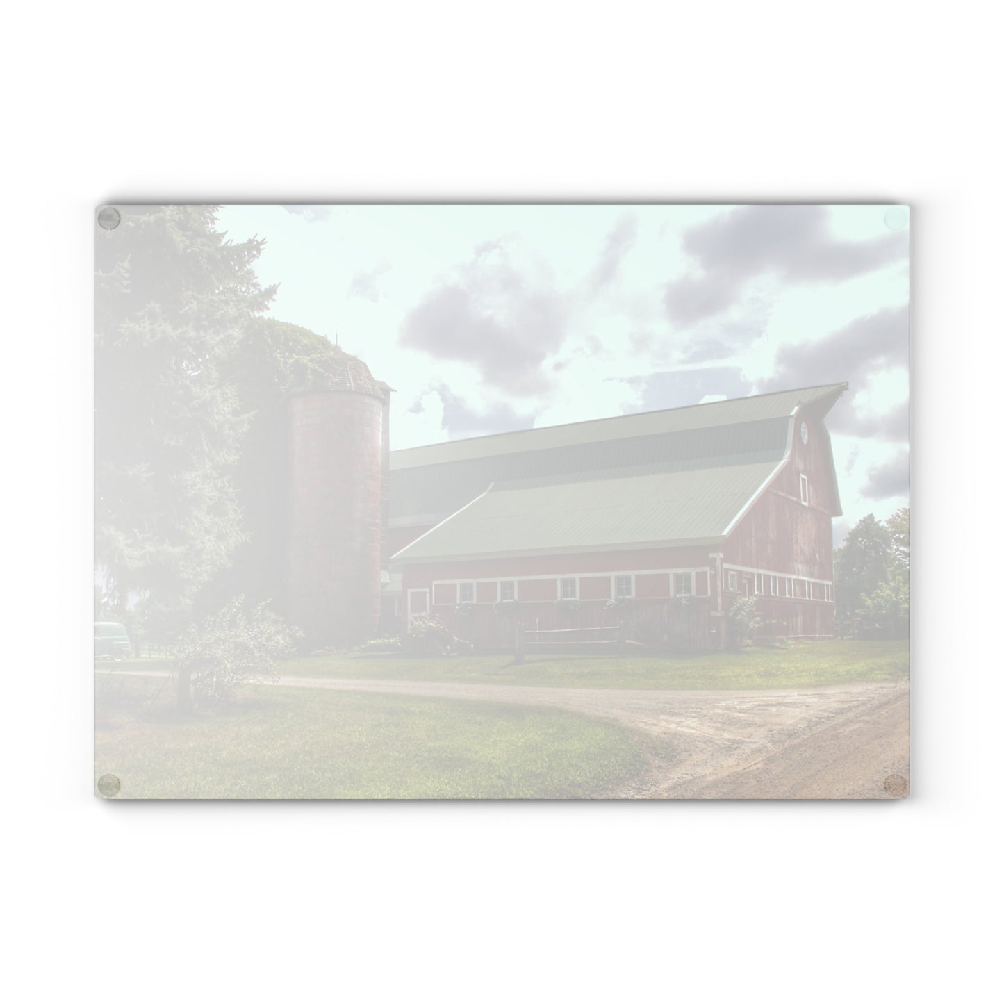 Barn Boutique Rustic Tempered-Glass Cutting Board| Metamora Country Red