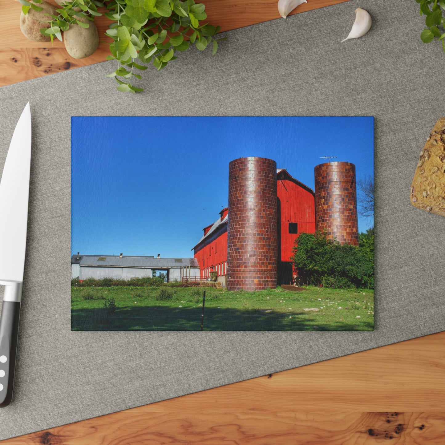 U R There Photography Baldwin Red I Rustic Farmhouse Tempered-Glass Cutting Board
