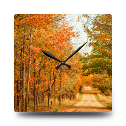 U R There Photography Fall on Murphy Lake II Rustic Farmhouse Acrylic Analog Wall Clock