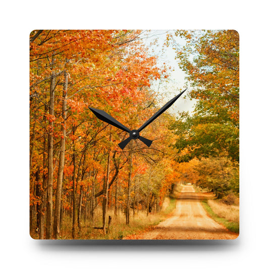 Fall on Murphy Lake II Rustic Farmhouse Acrylic Analog Wall Clock 10.75'' × 10.75'' (Square)