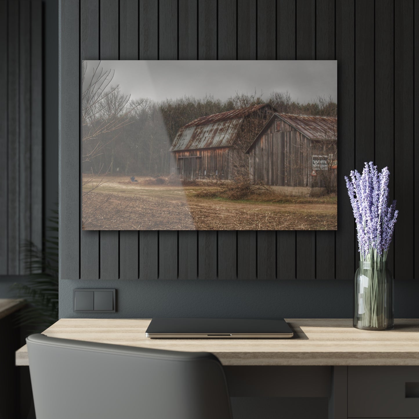 U R There Photography Arbela Road Greys Rustic Farmhouse Acrylic Wall Print