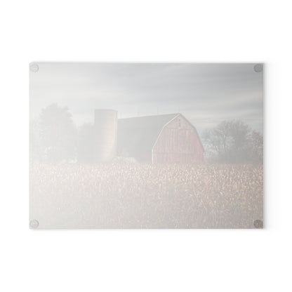 U R There Photography Shepard Road Red Rustic Farmhouse Tempered-Glass Cutting Board