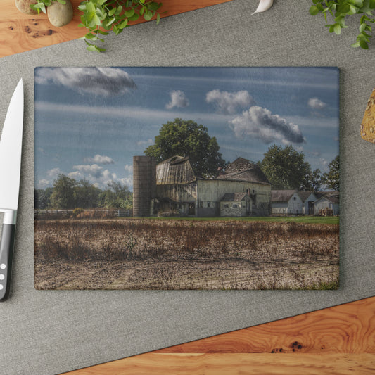 U R There Photography Sutton Road End of Days Rustic Farmhouse Tempered-Glass Cutting Board
