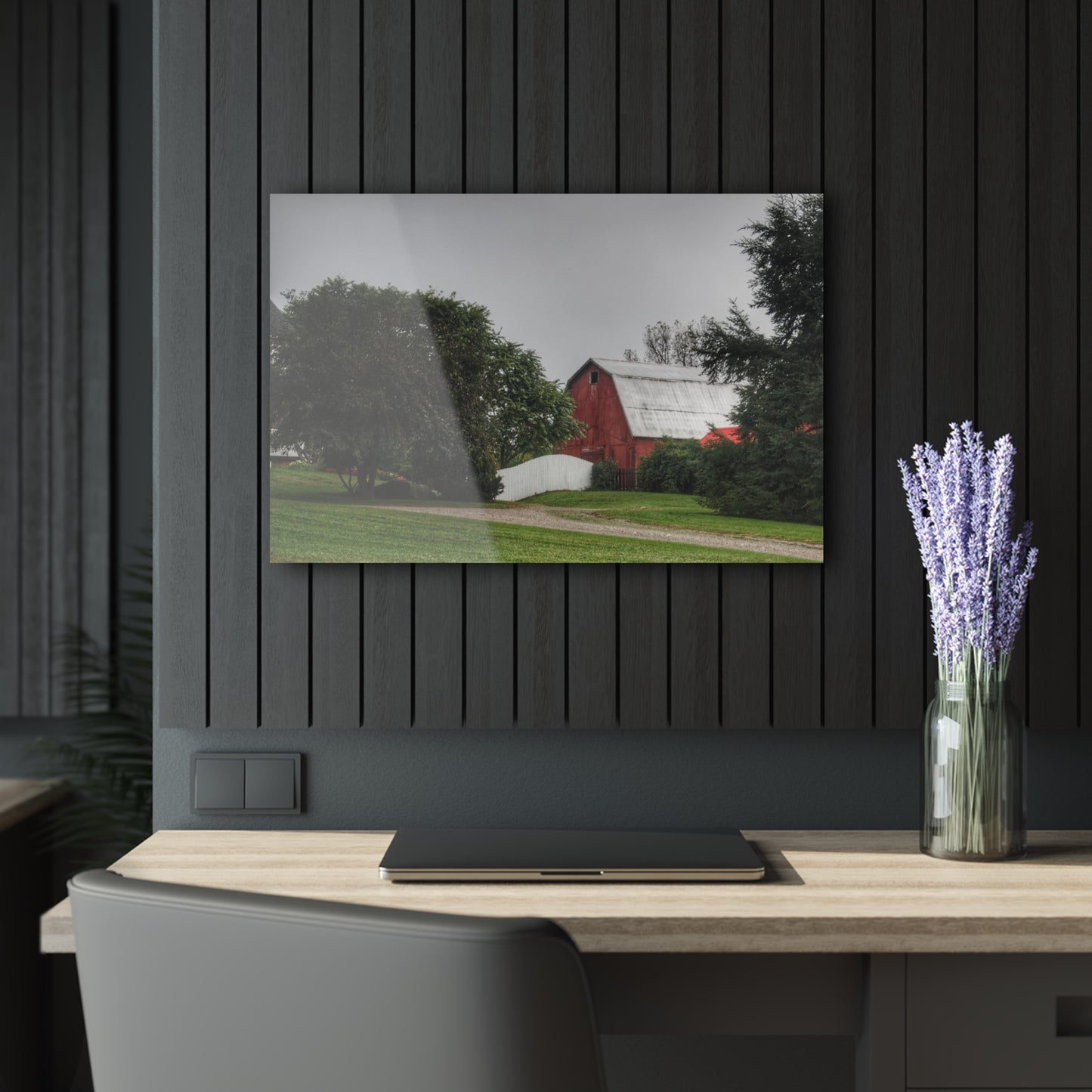 Barn Boutique Modern Farmhouse Acrylic Wall Print| Bronson Lake Road Hidden Red II